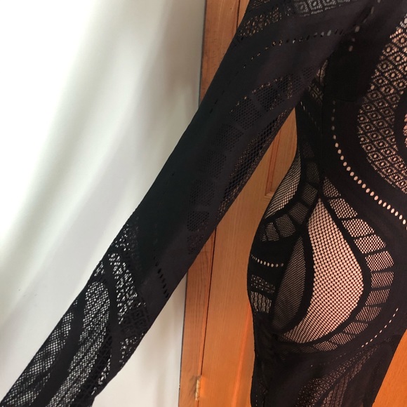 Long Sleeve Cut Out Dress with Nude Slip - Picture 4 of 4